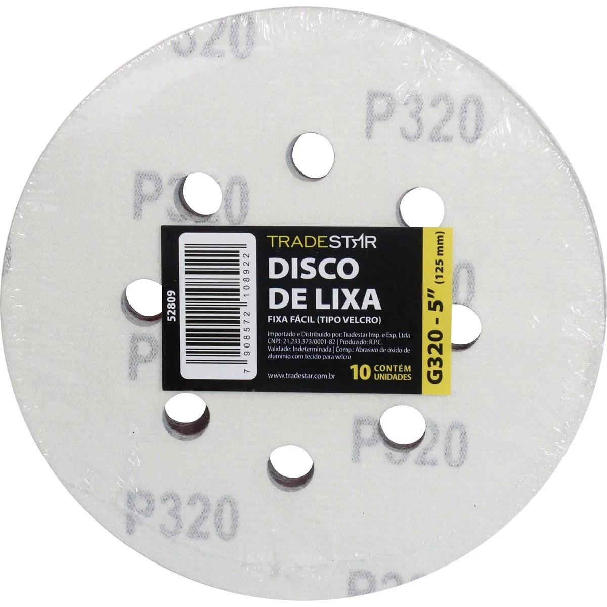 Disco Lixa 125 mm G320 Alvenaria com Fixador Tradestar