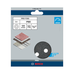 Disco De Lixa Bosch Pro F355 125mm Grano 80 - 5 Unidades