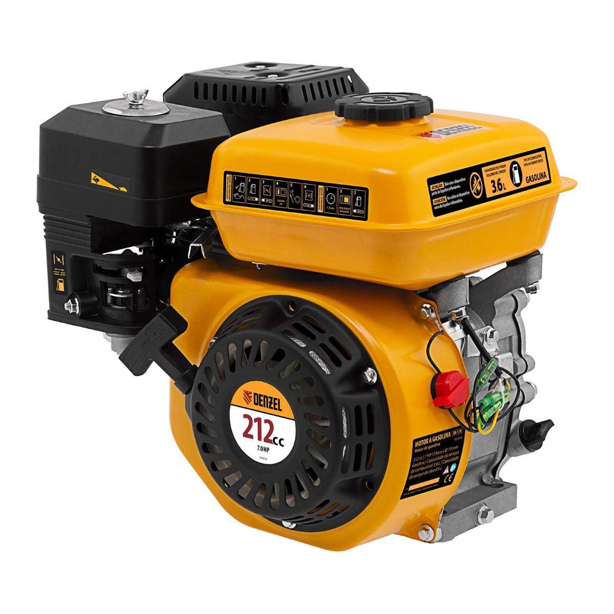 Motor Gasolina 7HP 212cc Eixo Horizontal 19mm Partida Manual Denzel RX-17K