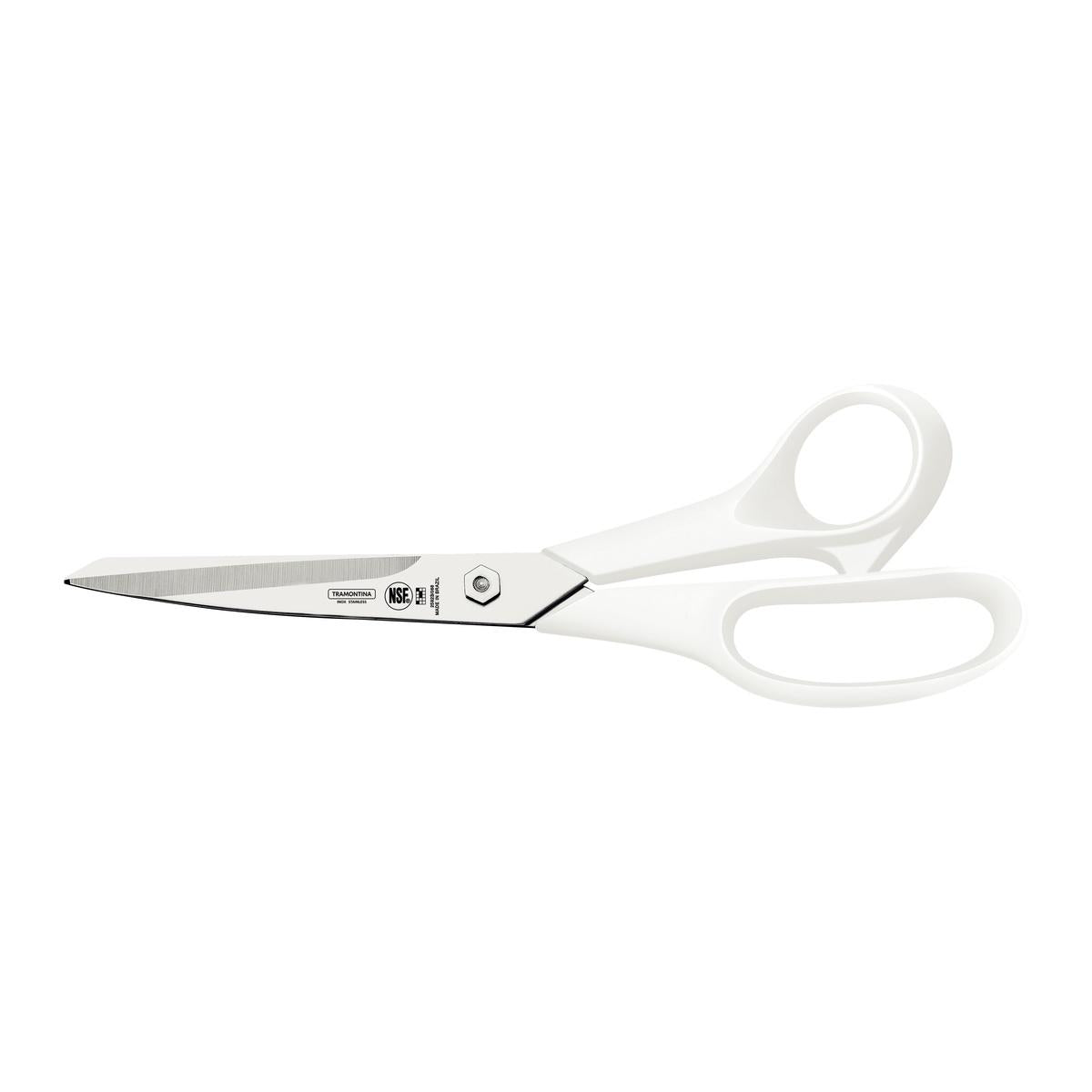 Tesoura De Cozinha Desmontável Aço Inox 8 Polegadas Fio Liso Cabo Branco Tramontina Profissional Master