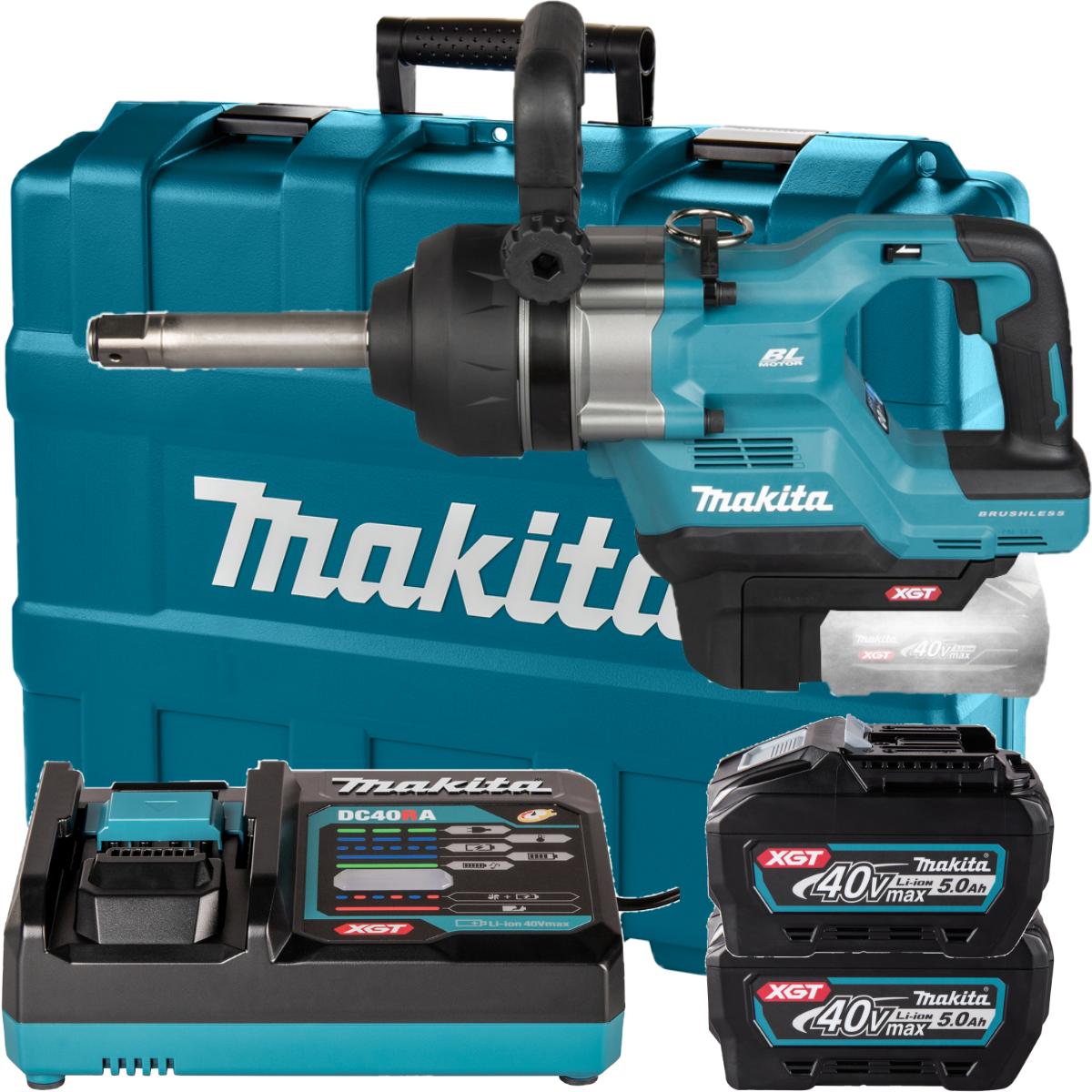 Chave de Impacto Profissional Makita 40V TW010GT201 XGT 2 Baterias 5Ah Carregador e Maleta
