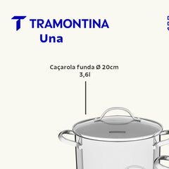 Jogo De Panelas Aço Inox 3 Pç Fundo Triplo Indução Linha Una Tramontina