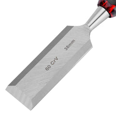 Formão Chanfrado Cabo Dupla Injeção Emborrachado 1/2'' 38mm MTX 245259 Aço Cromo-Vanádio 65 HRC