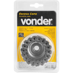 Escova Copo 3'' Rosca M14 12500Rpm Aço Carbono Torcido Vonder