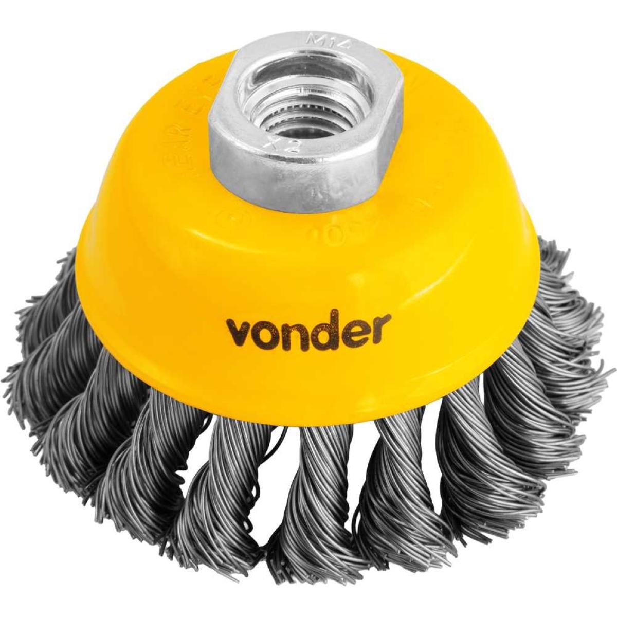 Escova Copo 3'' Rosca M14 12500Rpm Aço Inox Torcido Vonder