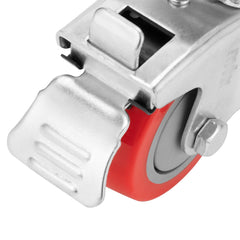 Rodízio Borracha Vermelha 3'' 75mm PVC Poliuretano Com Freio 50kg Giratório MTX