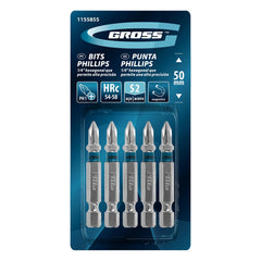 Bits Phillips Ph1 Aço Rápido 50mm 5 Peças Para Parafusadeira