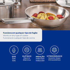 Frigideira Tramontina Brava Aço Inox Fundo Triplo 24 Cm 2,1 L Indução