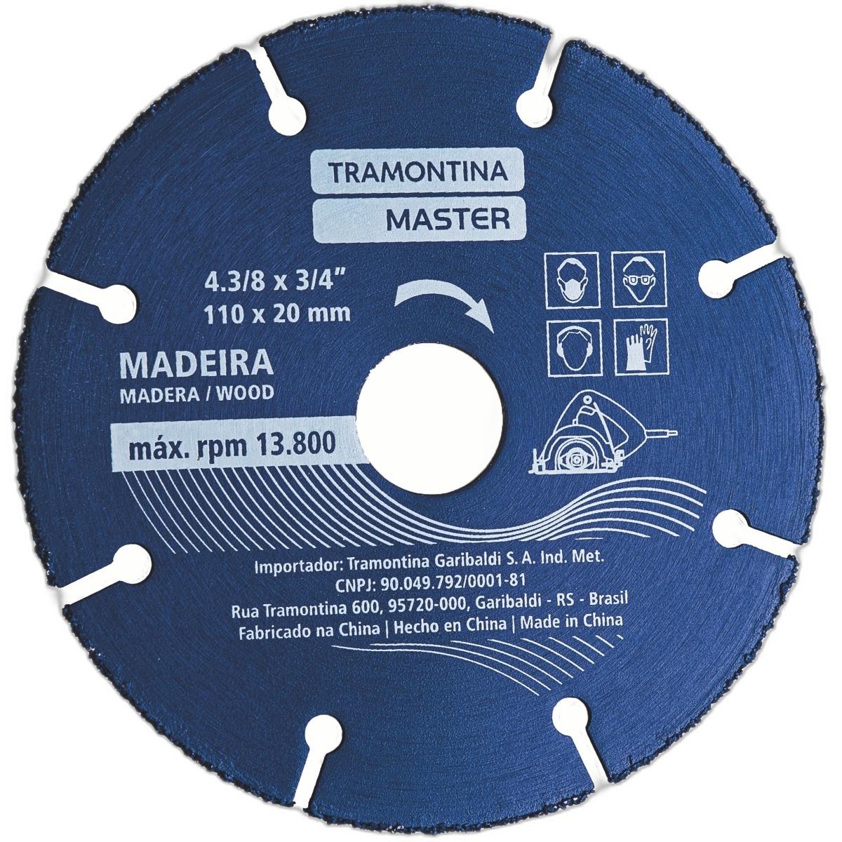 Disco de Corte 4.3/8'' 13800 rpm Para Serra Mármore Corte Preciso em Madeira Tramontina MASTER
