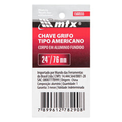 Chave Grifo Americana 24 Polegadas 60 cm Alumínio Fundido 48-58HRC MTX