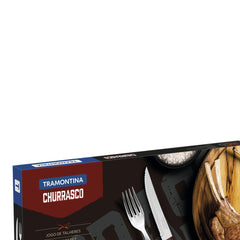 Jogo De Talheres Para Churrasco Tramontina 12 Peças Aço Inox Cabo Vermelho Polywood