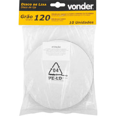 Disco de Lixa c/ Costado em Pluma 150mm G120 10 peças Vonder