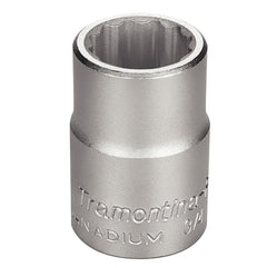 Soquete Estriado 23 mm 3/4 DIN 3124 Aço Cromo Vanádio Cromado Para Auto Tramontina PRO