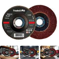 Disco Flap 115 mm G60 Fibra Cônico Aço Tradestar