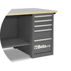 Bancada de Trabalho Madeira Cinza com Gaveteiros Painel de Ferramenta com Fechadura C57S/C-G Beta