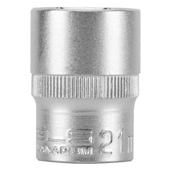 Soquete Sextavado 1/2'' 21mm Aço CrV 42 HRC Stels 1382155 Com Clips Plástico