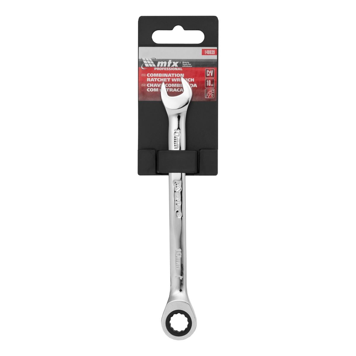 Chave de Catraca Combinada 10mm Aço CrV Cromada 58 HRC MTX 148039