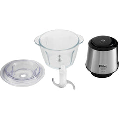 Processador Inox Glass PPS01I 350W Philco Com Tigela de Vidro 1,2L Função Pulsar 220V