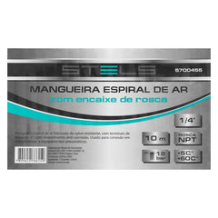 Mangueira De Ar Espiral Encaixe Rosca 1/4 Npt 10 Metros Stels 5700455 Pressão 18 Bar