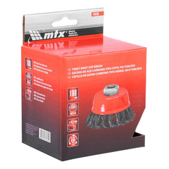 Escova Tipo Copo Aço Carbono Torcida M14 100mm 0,5mm 8500rpm MTX 746289 Máxima Eficiência