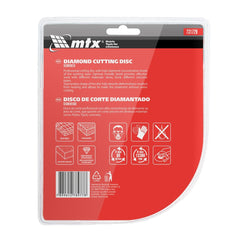 Disco de Corte Diamantado Segmentado 115 X 22,2 Mm Corte a Seco Profissional MTX