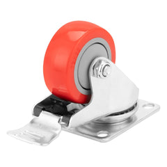 Rodízio Borracha Vermelha 3'' 75mm PVC Poliuretano Com Freio 50kg Giratório MTX