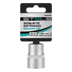 Soquete Estriado Stels 1/2'' 20mm Aço Cromo Vanádio Alta Resistência