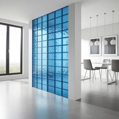 Tijolo de Vidro 19 x 19 x 8 CM Cloudy S-Color Azul 06 Unidades Tradestar