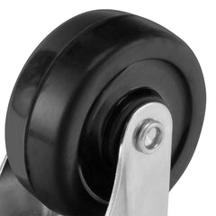 Rodízio Giratório 50 mm Borracha Preta Sem Freio 27 Kg Com Suporte Plataforma MTX