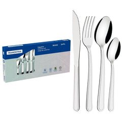 Faqueiro Tramontina Buzios 24 Pecas Em Aco Inox Servico De Mesa Completo Com Facas De Churrasco