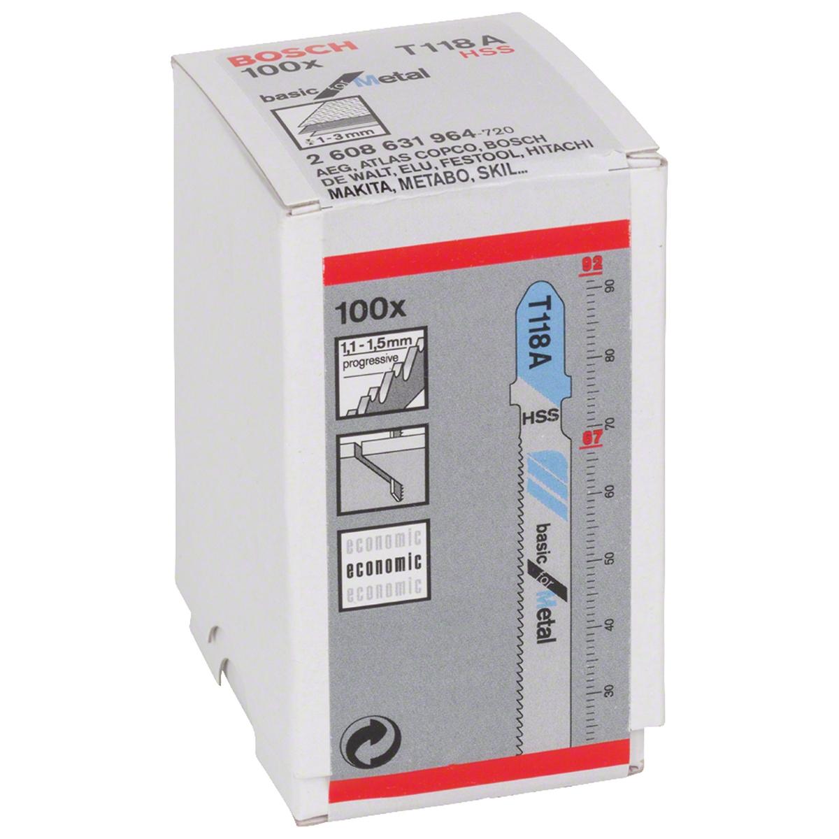 Lâmina Serra Tico Tico Bosch T118A Basic For Metal 100 Peças