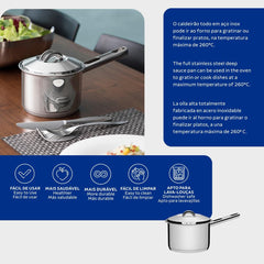 Caldeirão Tramontina Solar Aço Inox Fundo Triplo 14 cm 1,5 L Com Tampa Compatível Com Indução