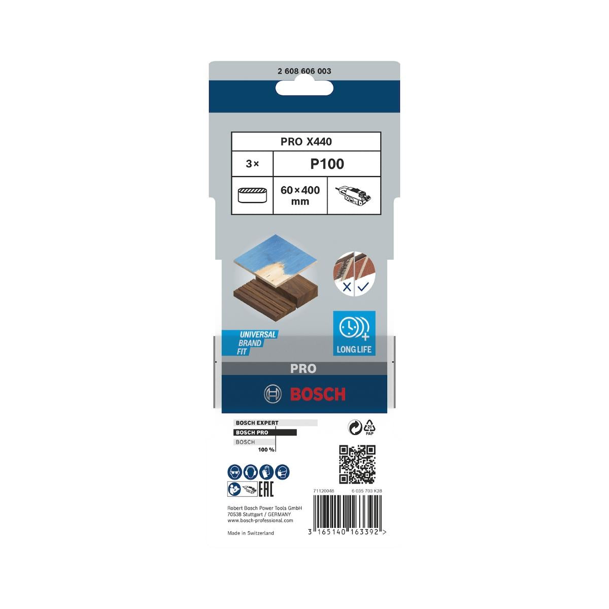 Cinta De Lixa Bosch Pro X440 60X400mm Grano 100 3Un