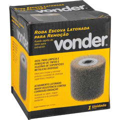 Roda Escova Remoção 100x100mm Furo 19mm 6000Rpm Aço Carbono Latonado Vonder Pev1380