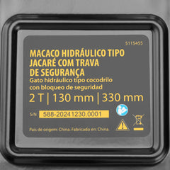 Macaco Hidráulico Jacaré 2 Toneladas 130-330mm Com Trava Denzel 5115455 - Guimepa