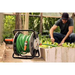 Enrolador de Mangueira Tramontina 55m 1/2'' Com Suporte Engates e Adaptador