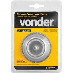 Escova Copo 3'' 1/4'' 4500Rpm Aço Inox Ondulado Vonder Resistente à Oxidação