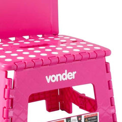 Banqueta Plástica Dobrável Rosa 220mm Com Encosto Vonder