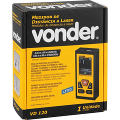 Medidor Laser Distância 120M Bilateral Vonder VD120 Precisão 2mm 630-670nm