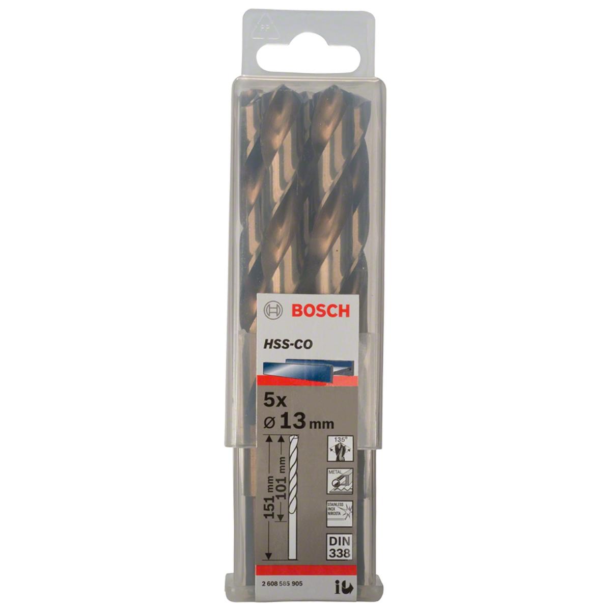 Broca Para Metal Bosch Aço Rápido Hss-Co 13mm 5 Peças