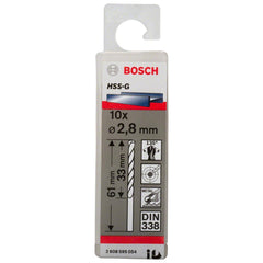 Broca Para Metal Bosch Aço Rápido Hss-G 2,8mm 10 Peças