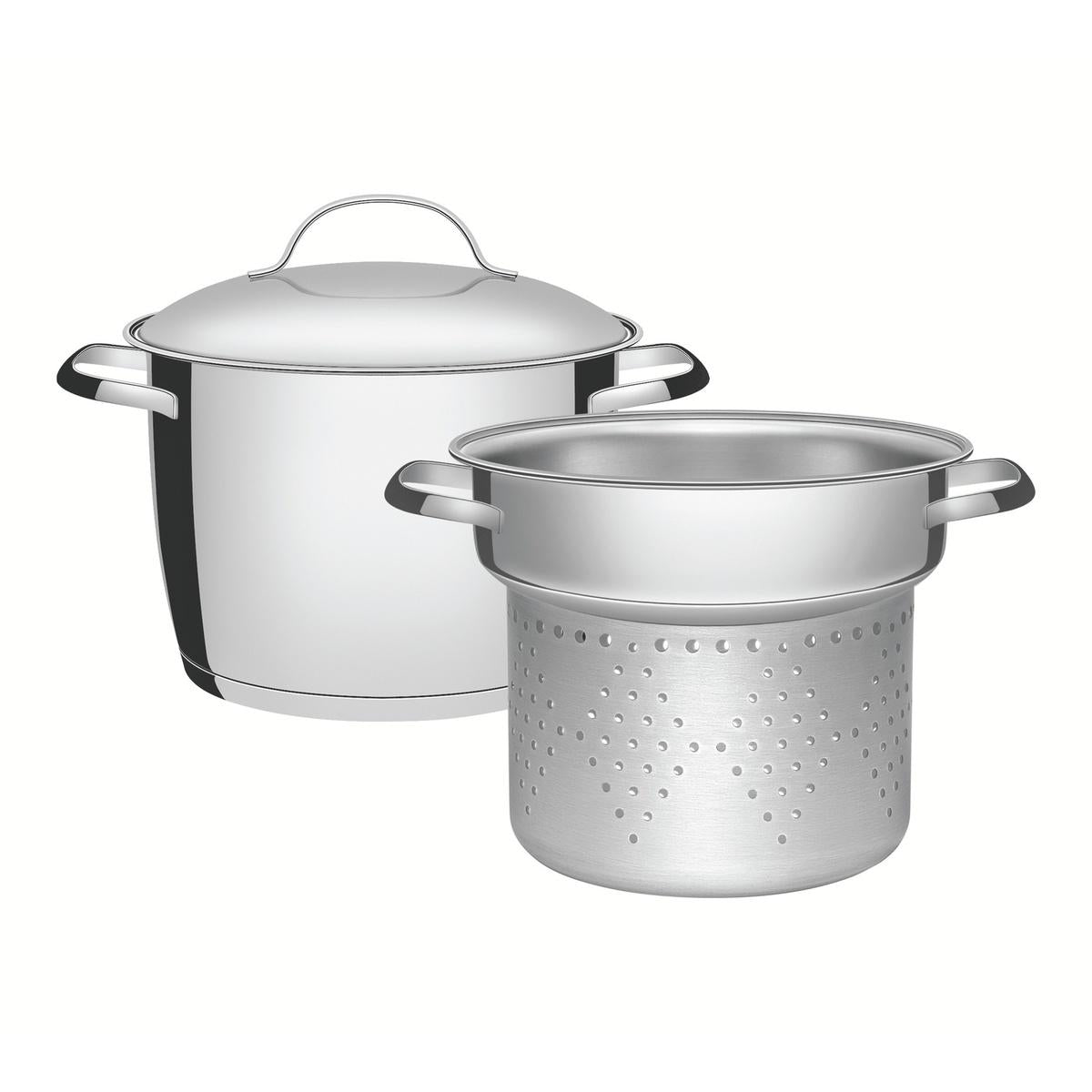 Jogo Cozi-Pasta Tramontina Allegra 2 Peças Em Aço Inox Com Fundo Triplo E Indução