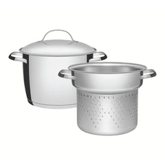 Jogo Cozi-Pasta Tramontina Allegra 2 Peças Em Aço Inox Com Fundo Triplo E Indução