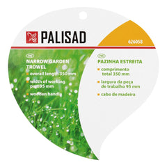 Pazinha Estreita Palisad 95x350mm Cabo Madeira Revestimento Verniz 1PC Jardim Horta