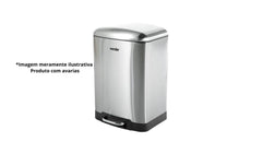 Lixeira Retangular com Amassados 12 Litros Inox Cinza Outlet