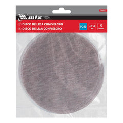 Disco De Lixa Telado Com Velcro Para Parede E Teto Grão 240 150mm 5 Unidades Mtx