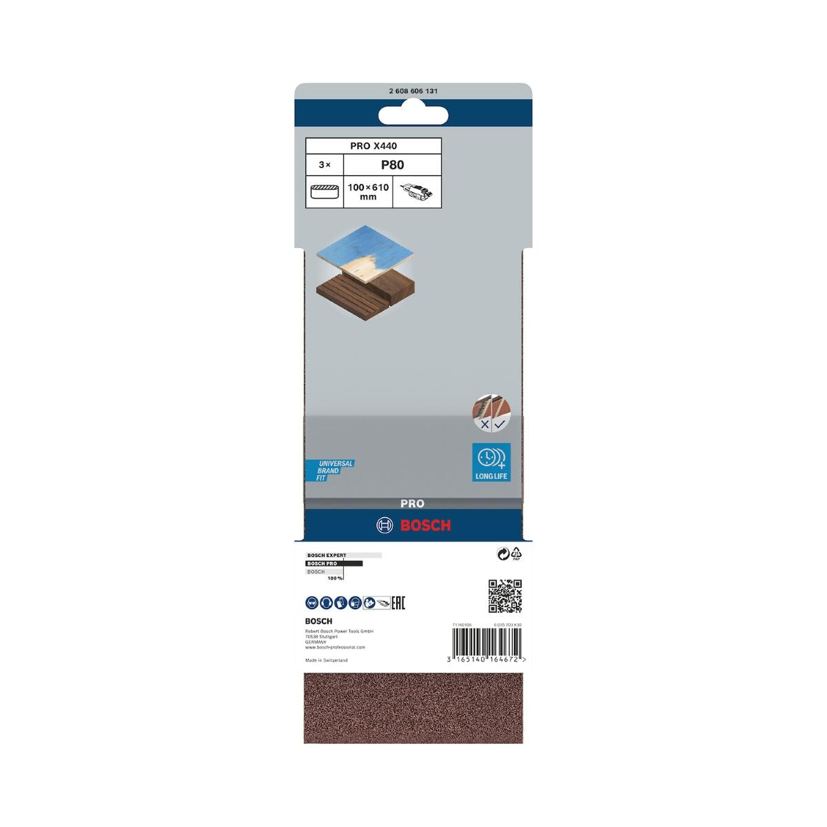 Cinta De Lixa Bosch Pro X440 100X610mm Grano 80 3Un