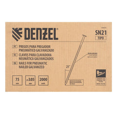 Pregos Galvanizados para Pregador Pneumático 75mm 3.05mm 2000 Unidades Resistentes Denzel