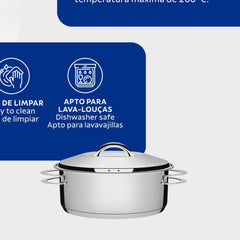 Caçarola Tramontina Solar Fundo Triplo Aço Inox 28 cm 8,4 L Tampa Inclusa Indução Forno 260°C