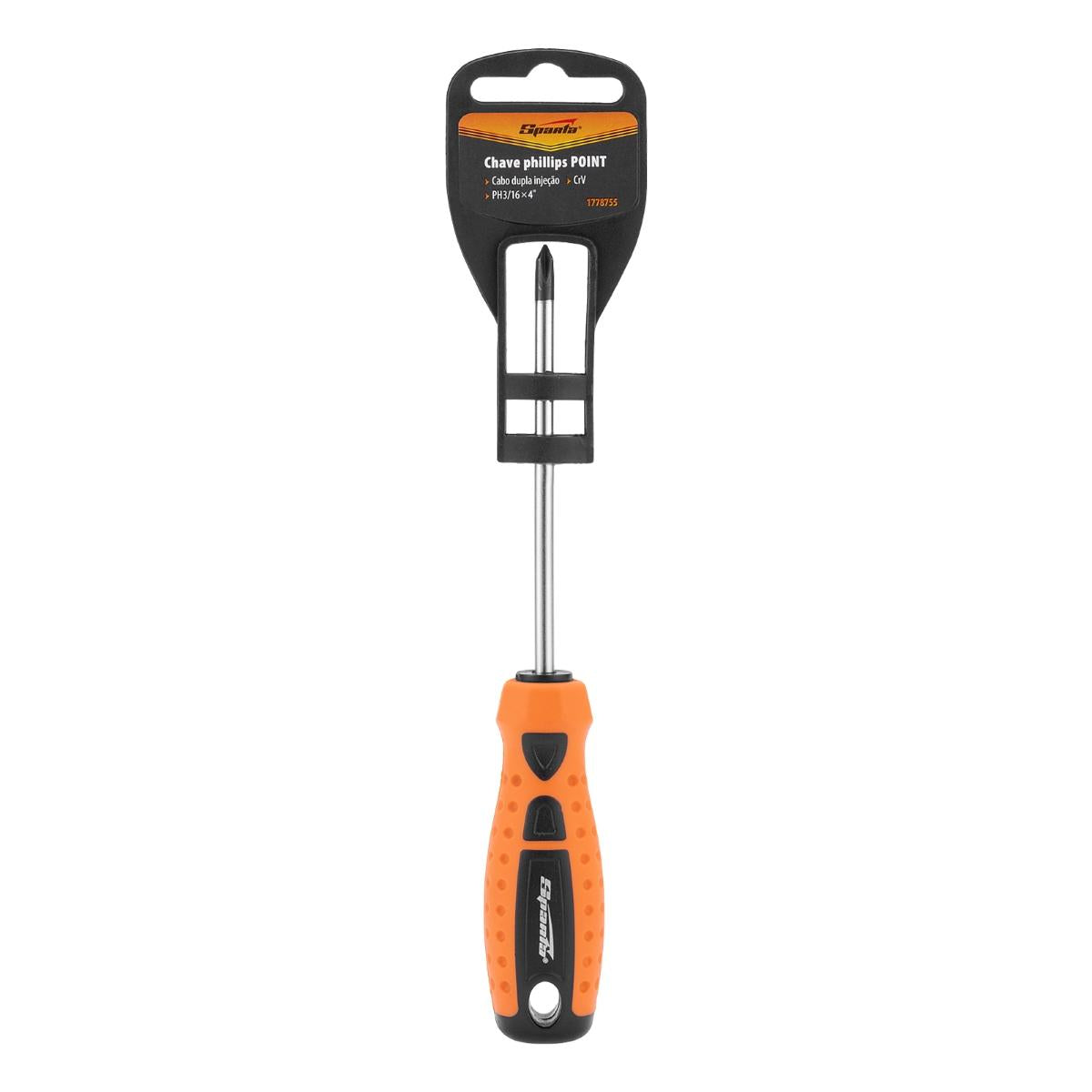 Chave Phillips PH1 3/16'' Cromo Vanádio 100mm Cabo Emborrachado Sparta 1778755 - Guimepa